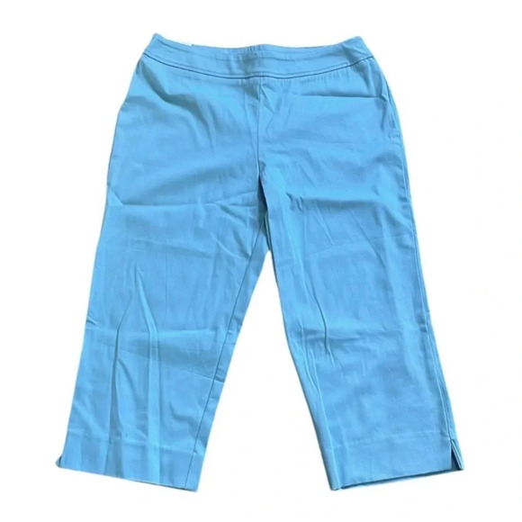 Chaus cropped pants Light blue Straight Womens size 14 NWT Side zip Ankle slit - Picture 1 of 14